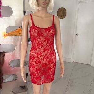 NWT Elegant Red Lace Chemise